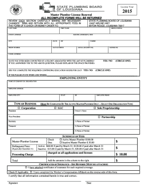 Louisiana Master Plumber License Renewal