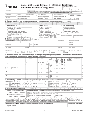 Maine Small Group Business Employee Enrollment Form