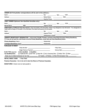Deferred Annuity Application