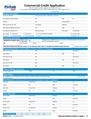 Commercial Credit Application