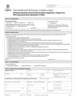 Maryland Individual and Family Plan Enrollment Application