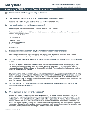 Maryland Child Support Modification Request