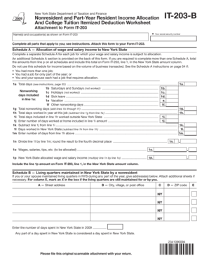 New York State Nonresident Income Allocation Form IT-203-B