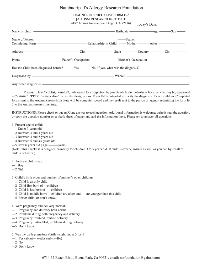 Screening For Autism In Children Fill Online Printable Fillable