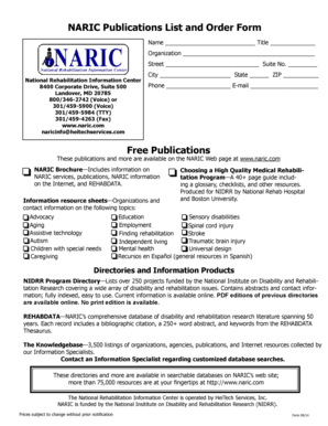 NARIC Publications Order Form