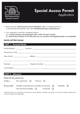Special Access Permit Application