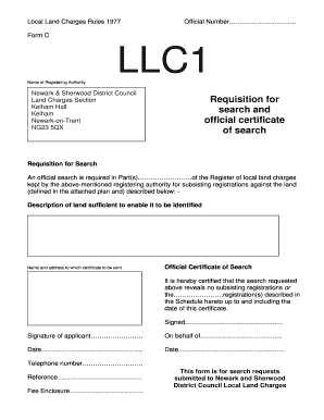Local Land Charges Search Form
