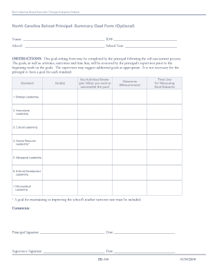 North Carolina Principal Goal Setting Form
