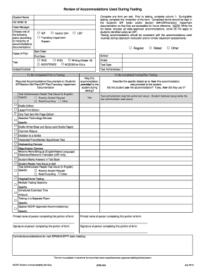 Student Testing Accommodations Form