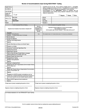 NCEXTEND1 Testing Accommodations Form