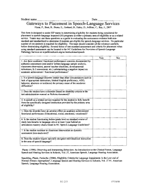 Speech-Language Services Eligibility Form