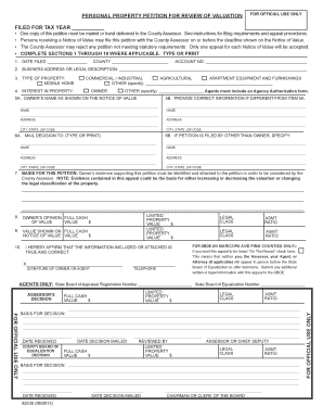 Arizona Personal Property Petition for Review of Valuation