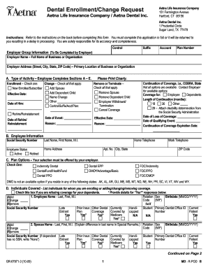 Aetna Dental Enrollment Form