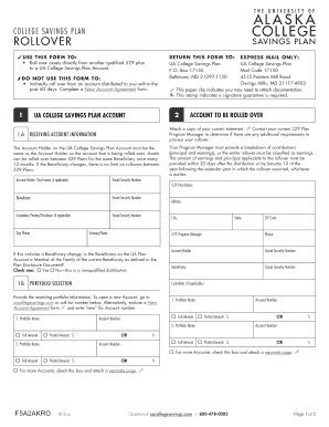 UA College Savings Plan Rollover Form