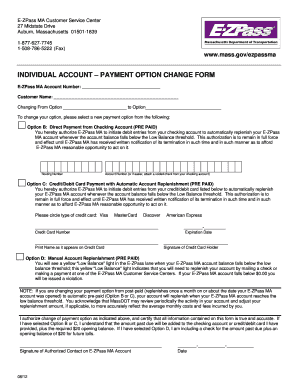 E-ZPass MA Payment Option Change Form