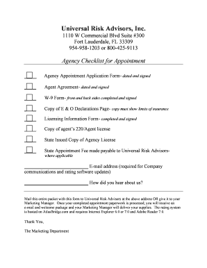 Agency Appointment Application Form