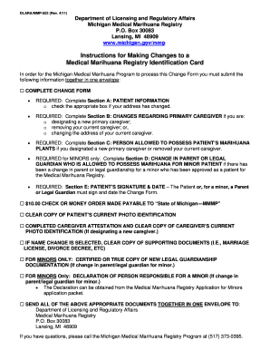 Michigan Medical Marihuana Registry Change Form