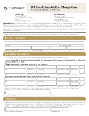 IRA Beneficiary Addition/Change Form