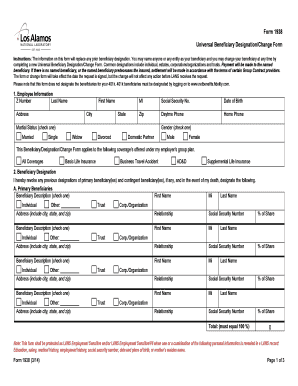 Universal Beneficiary Designation Form 1938