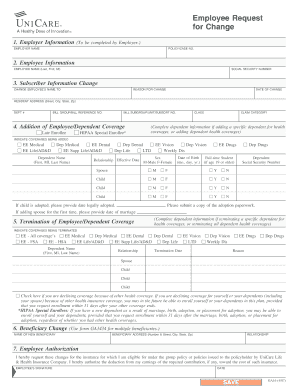 Employee Request for Change Form