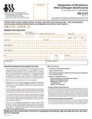 Designation of Beneficiary Form RS 5127