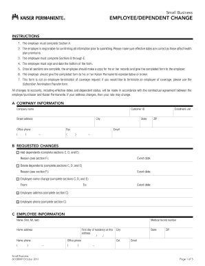 Employee Dependent Change Form