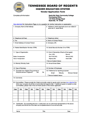 Vendor Application with W-9 Form