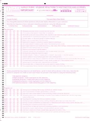 Student Course Evaluation Form