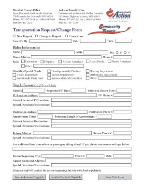 Transportation Request Change Form
