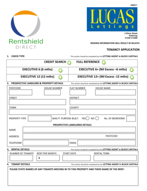 UK Tenancy Application Form