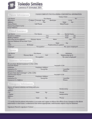 Patient Information and Medical History Form