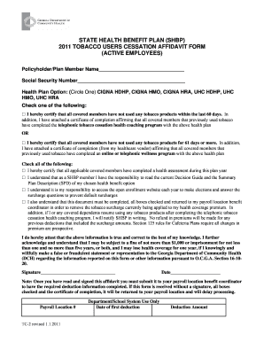 Georgia Tobacco Cessation Affidavit Form