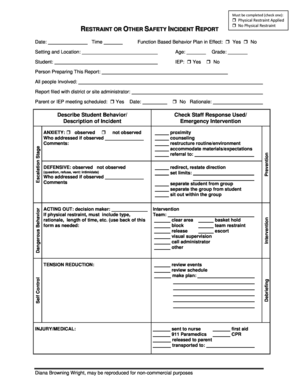 Restraint or Safety Incident Report