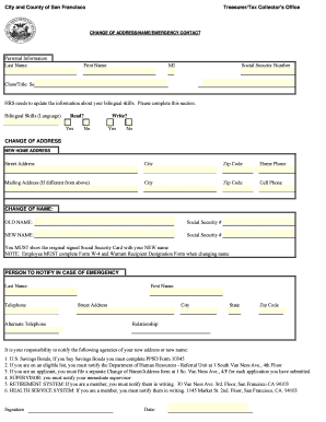 San Francisco Change of Address/Name Form