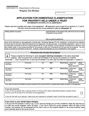 Application for Homestead Classification for Property Held Under a Trust
