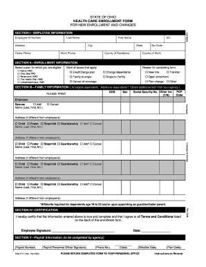 Ohio Health Care Enrollment Form