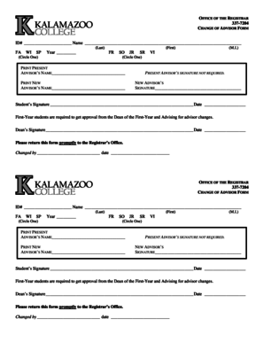 Change of Advisor Form