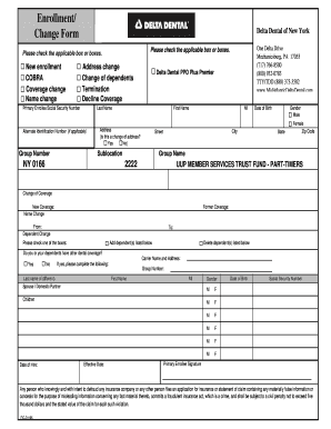 Delta Dental of New York Enrollment Change Form