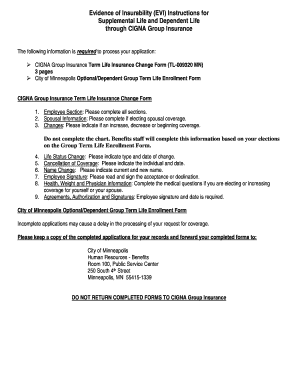 CIGNA Group Term Life Insurance Change Form