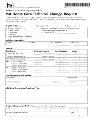 MA Home Care Technical Change Request