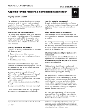 Minnesota Residential Homestead Application