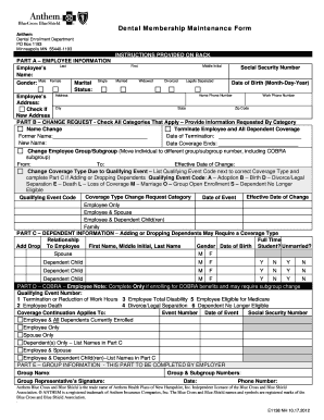 Dental Membership Maintenance Form
