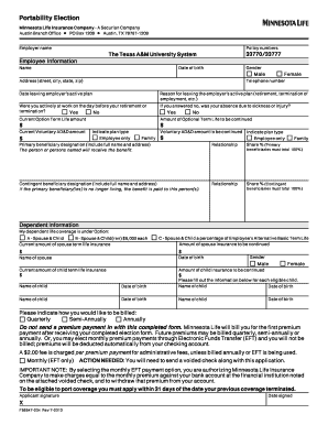 Portable Term Life Insurance Election Form