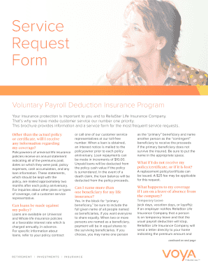 Voluntary Payroll Deduction Insurance Service Request Form
