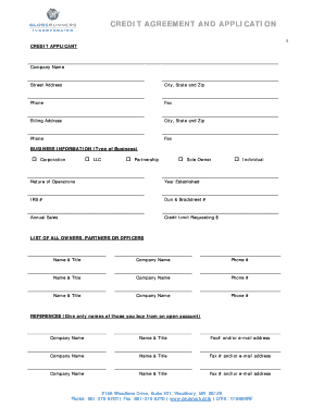 Credit Agreement and Application