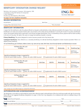 Beneficiary Designation Change Request