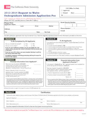 California State University Application Fee Waiver Form