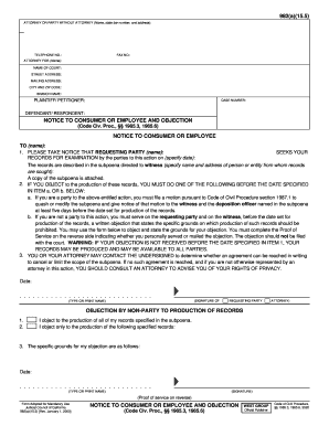 California Notice to Consumer or Employee and Objection