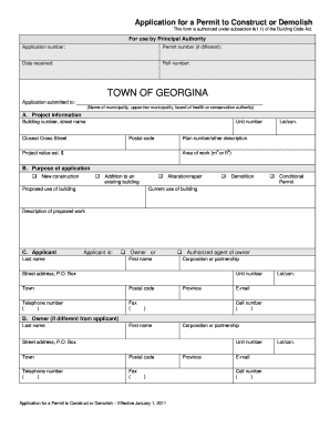 Application for a Permit to Construct or Demolish