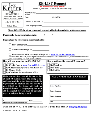RE-LIST Property Request Form